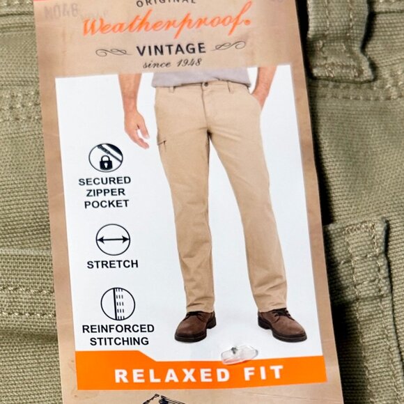 Weatherproof Vintage Trevorland Flex Utility Pant Size 34X32 Tan Relaxed Fit NEW - Picture 12 of 13